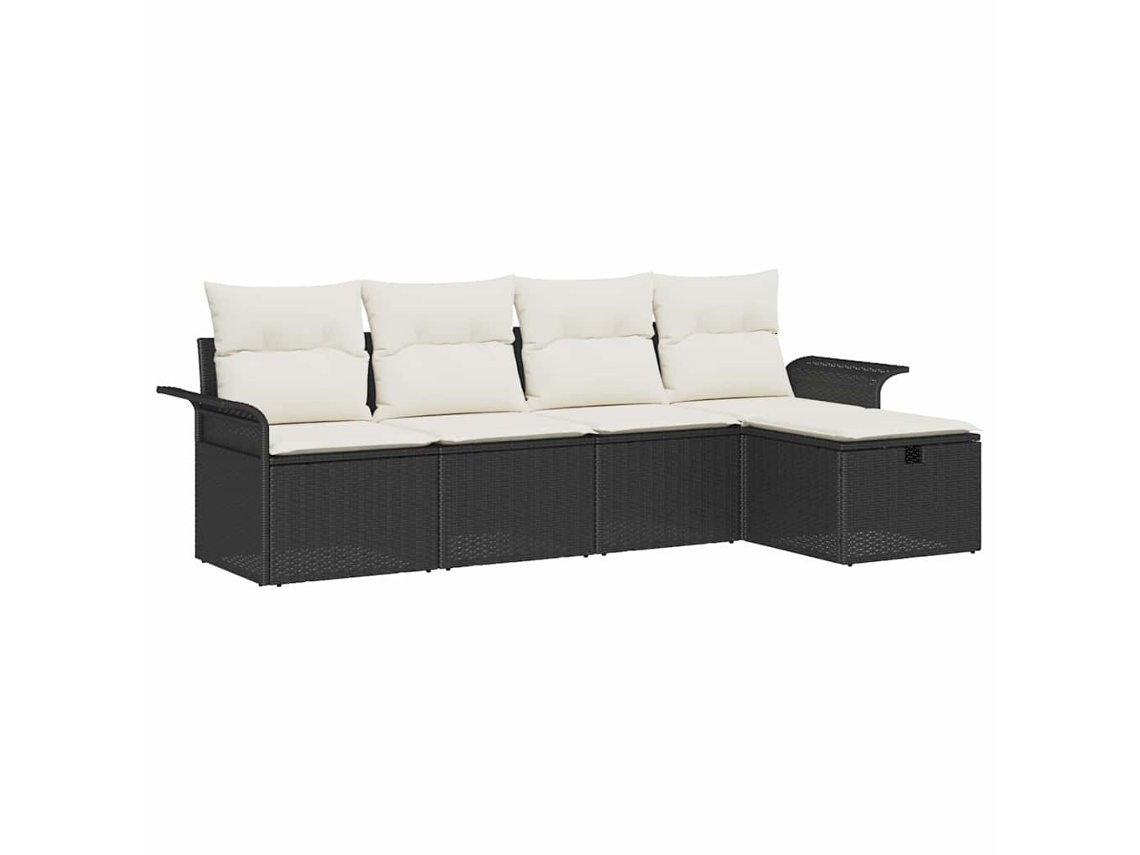 Maison Exclusive - Conjunto De Sofás De Jardín 5 Pcs Negro Y Crema Ratán Sintético