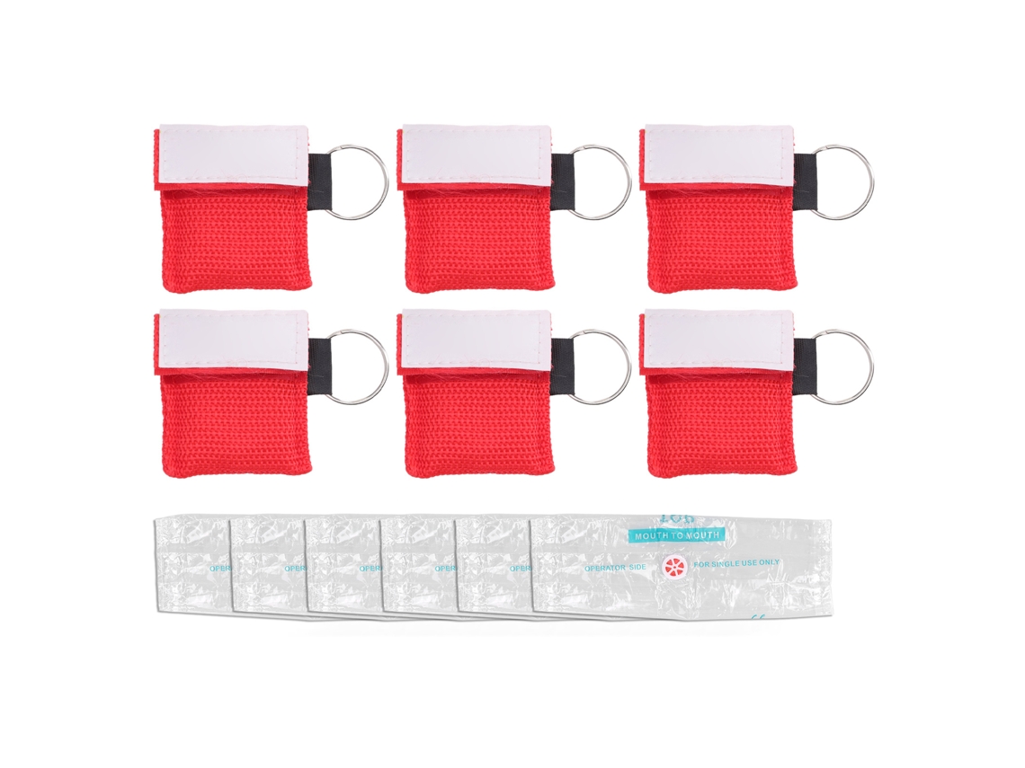 6 Llaves De Reanimación Cardiopulmonar Con Protector Facial, Válvula Unidireccional, Emergencia, Color Rojo