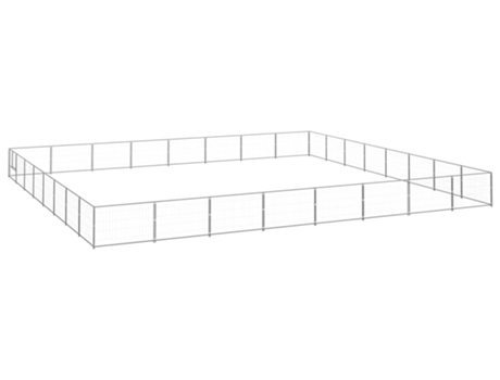 vidaXL Perrera plateada 64 m² acero