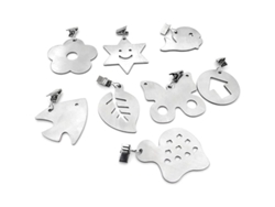 Pinzas de acero inoxidable ajustables y resistentes al peso, 8 unidades, diseños decorativos sin bordes afilados.