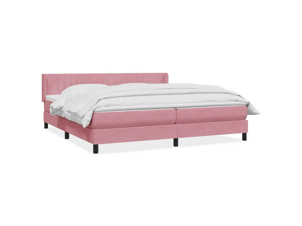 Maison Exclusive - Cama Box Spring Con Colchón Terciopelo Rosa 180x210 Cm