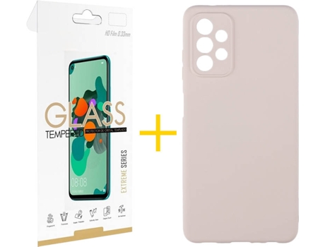 Kit Funda + Protector de Pantalla Samsung A32 5G SKYHE Cristal Templado 4713 Rosa