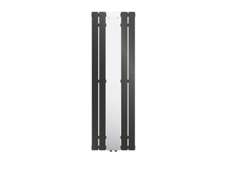 Radiador de baño con espejo 160x45cm calefactor recto antracita conexión central LUXEBATH