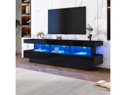 Mueble Tv Negro Alto Brillo 160cm Led Cristal 70 Pulgadas Bluetooth