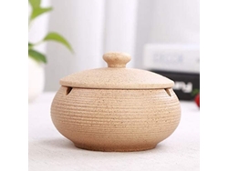 Cenicero De Cerámica Negra Taichi Con Tapa, Antiviento, Antideslizante, Decorativo