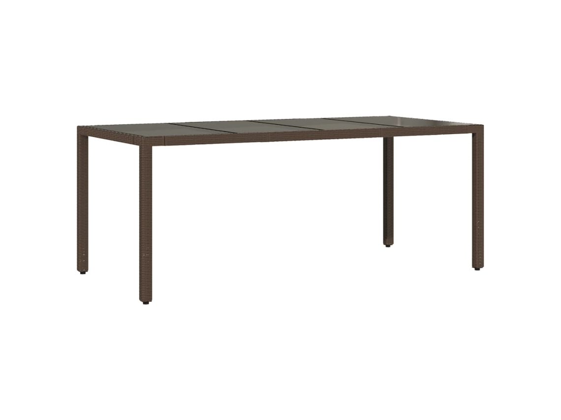 Mesa de jardín superficie de vidrio ratán PE marrón VIDAXL (190x90x75cm)