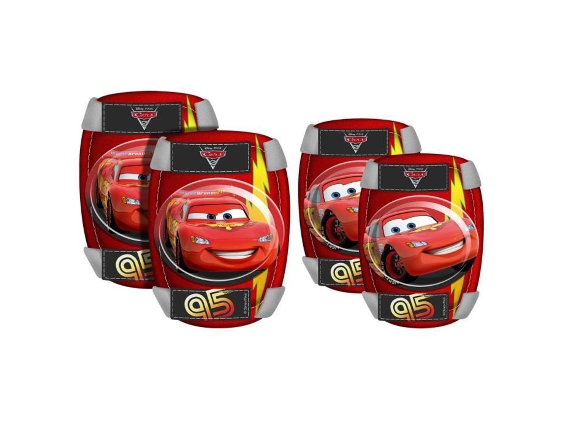 Juego de coderas y rodilleras Stamp Cars para niños, color rojo