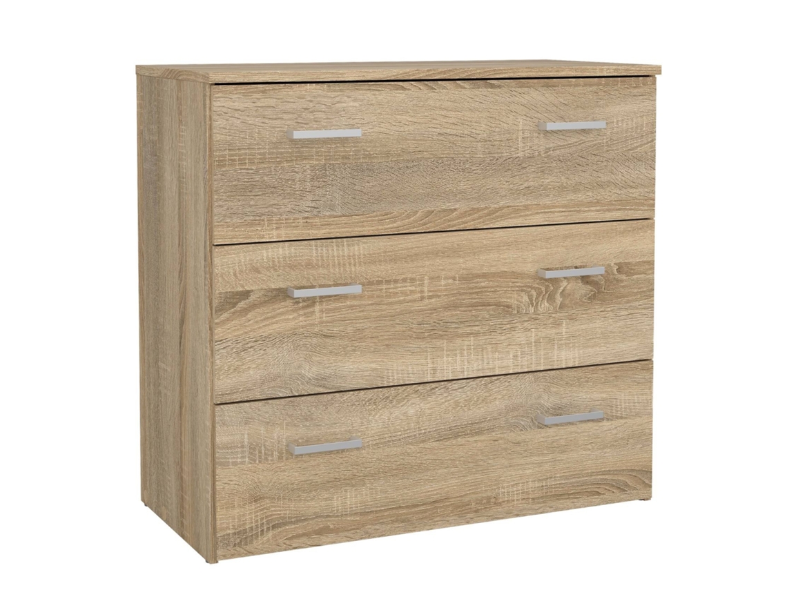 Wellhome Cómoda Duero Con 3 Cajones 74x36x70cm Color Roble