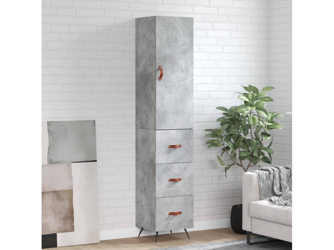 Aparador De Madera Contrachapada Gris Hormigón 34,5x34x180 Cm