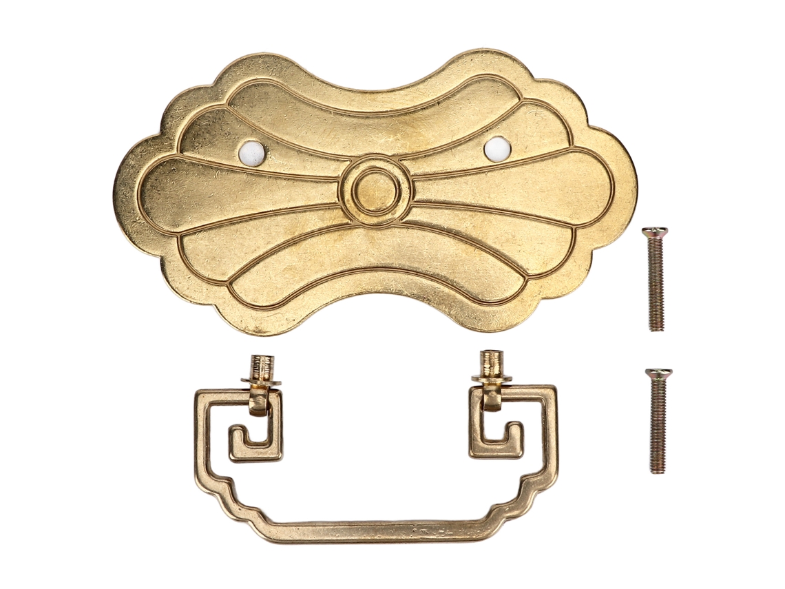 Tirador de cajón antiguo, latón, estilo chino retro, 12,8 x 7 cm, con 2 tornillos, para estantería.