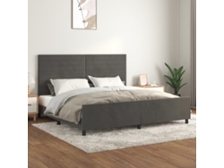 Estructura Cama Sin Colchón Terciopelo Gris Oscuro 200x200 Cm