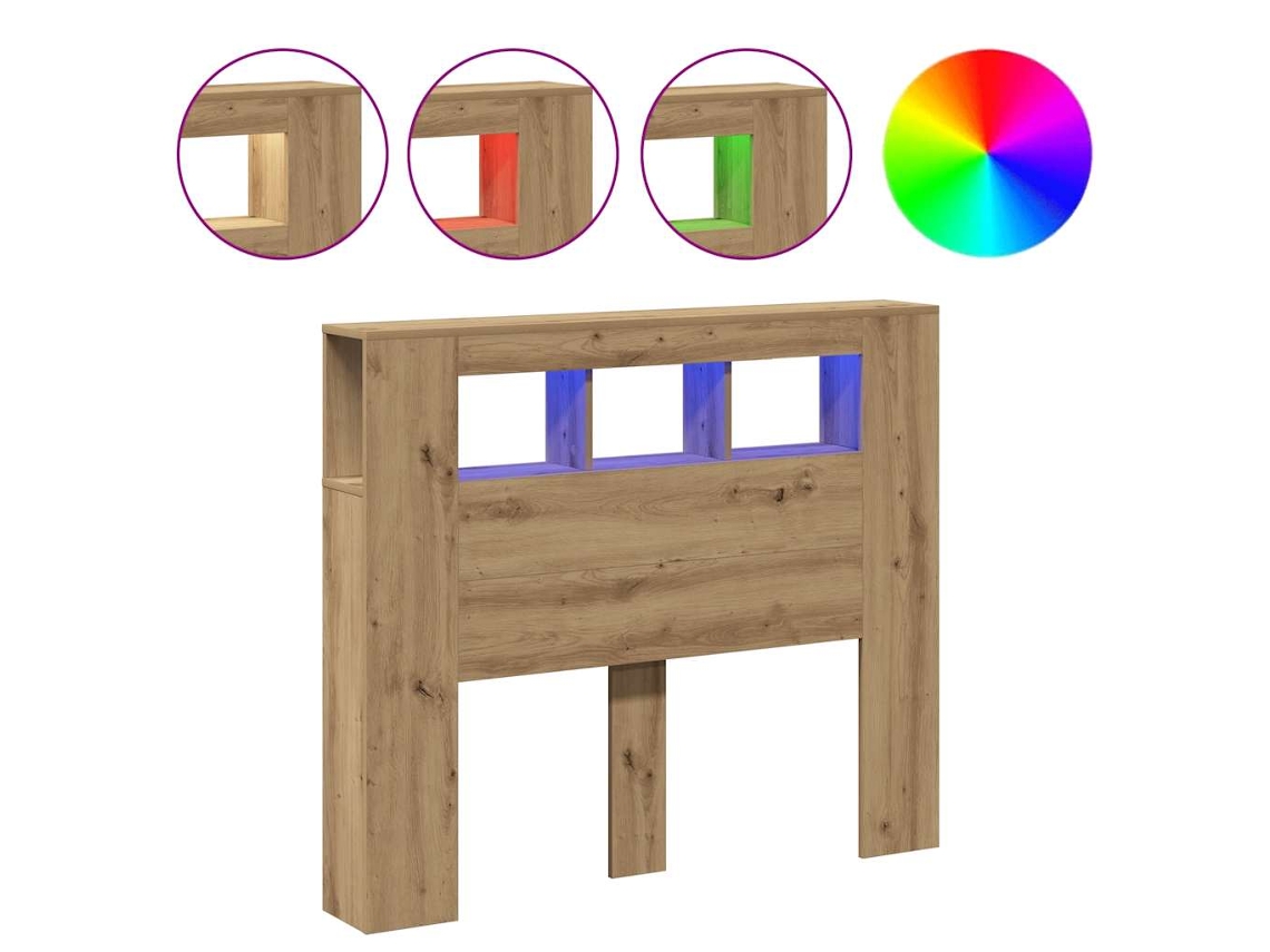 Maison Exclusive - Cabecero Led Madera Ingeniería Roble Artisan 120x18,5x103,5 Cm