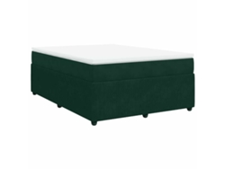 Maison Exclusive - Cama Box Spring Con Colchón Terciopelo Verde Oscuro 160x200 Cm