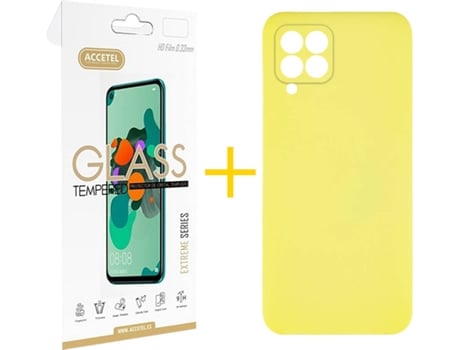Carcasa + Protector de Pantalla para Huawei P40 Lite ACCETEL Amarillo