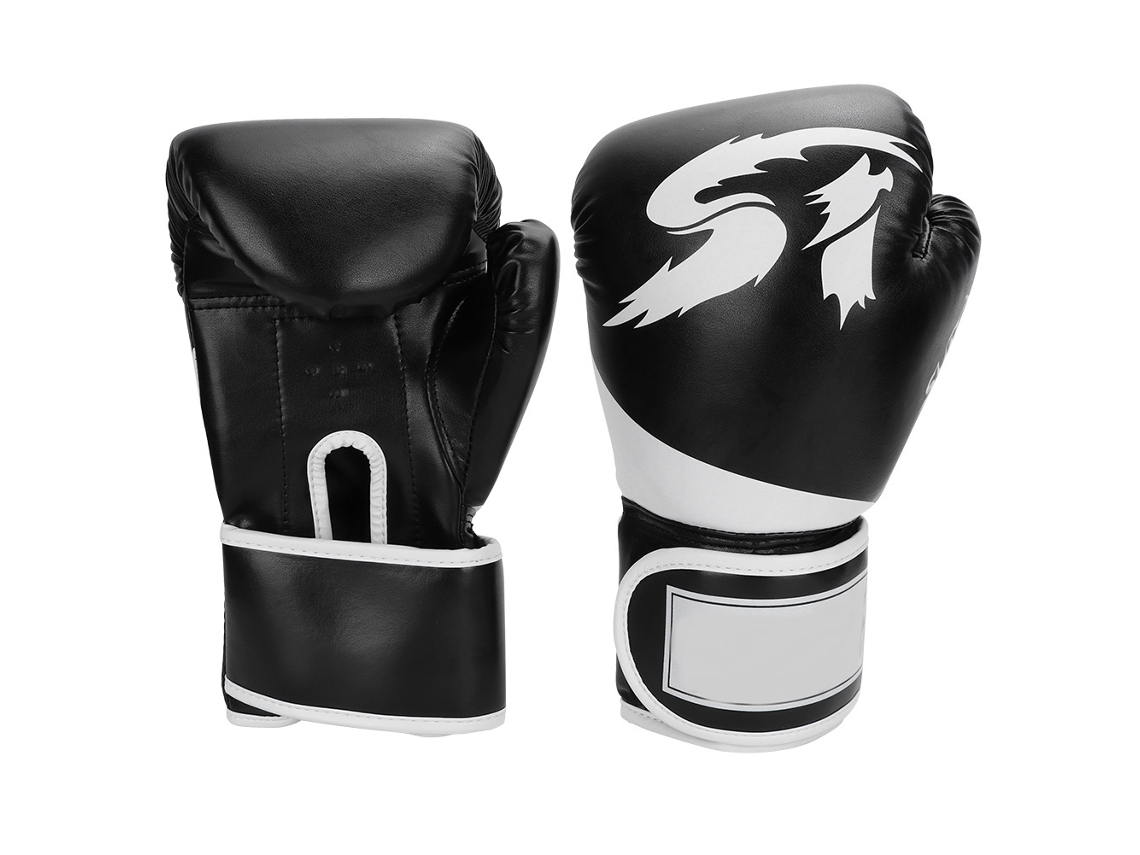 Guantes de boxeo de cuero sintético para adultos, para entrenamiento, saco de boxeo y sparring, color negro.