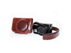 Funda protectora de piel sintética para cámara con correa para el hombro compatible con Canon G7x Facpoet