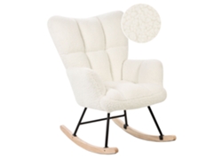 Silla mecedora BELIANI Oulu de Bouclé Blanco 71x83x104