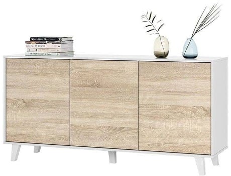 Aparador HABITDESIGN (Blanco - Roble - Melamina - 154 x 75 x 41 cm)