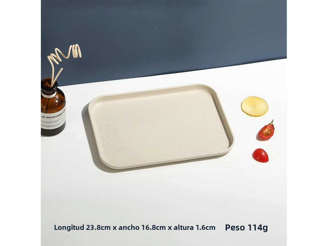 Bandeja rectangular de plástico para uso en restaurantes y hogares, ideal para té y vasos. Mdug (beige S)