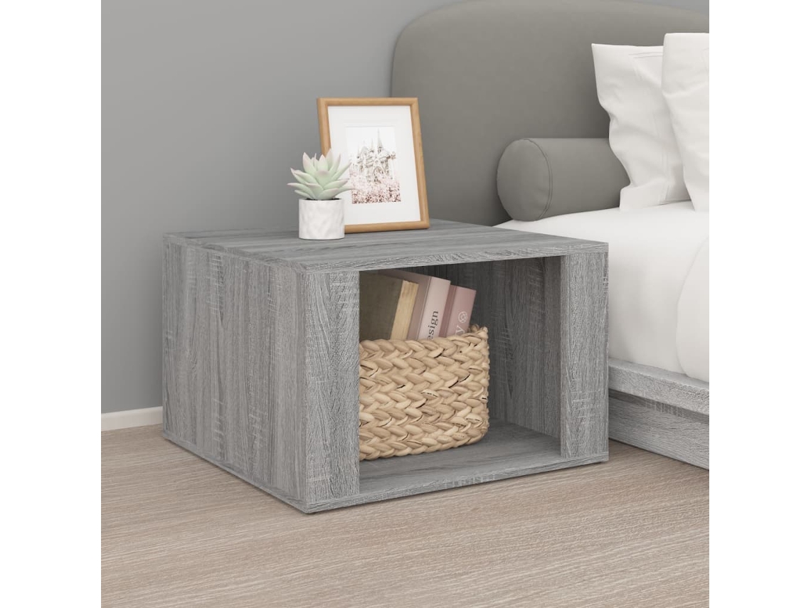 Mesa de Cabeceira LOVELY HOME Mesinha 57X55X36 Cm Derivados Madeira Cinzento Sonoma