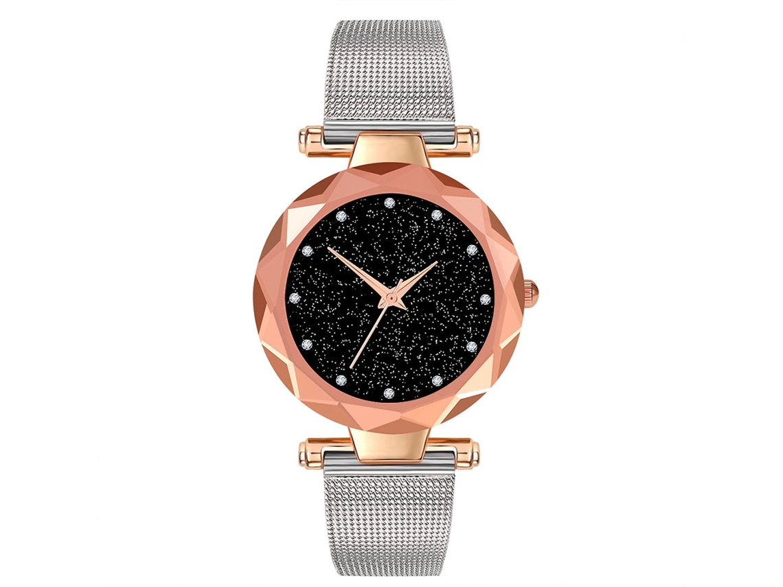 Reloj De Pulsera Unisex De Cuarzo Con Brazalete De Malla De Acero Plateado - Elegante Y A La Moda