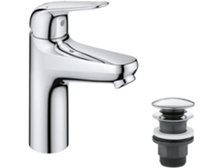 Grifo monomando para lavabo - Grohe Swift - 24326001 - Cromado - Tamaño M - Ahorro de agua - Desagüe con sistema Click-clack