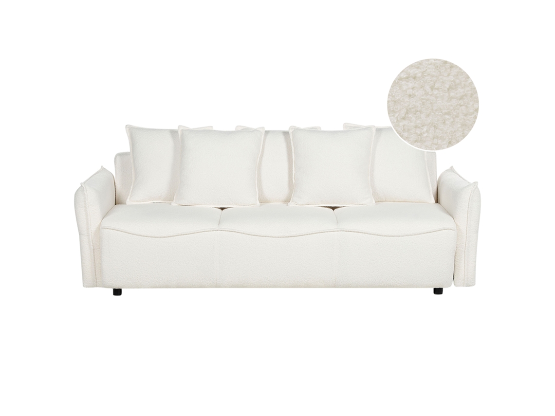 Sofá cama BELIANI Krama de Bouclé Blanco 225x99x87