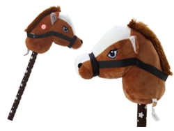Cabeza de caballo rellena en un palo Caballo de pelo corto marrón oscuro para caminar Sonidos de caballos B.active
