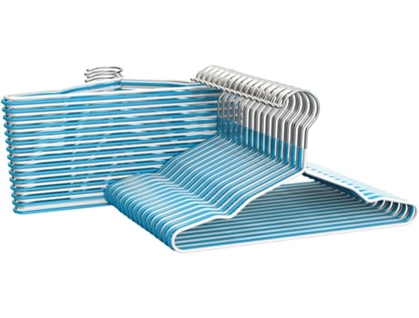 Percha Plastico Cadete Percha Infantil Color Azul y Blanco Percha con Muescas Antideslizantes 25 cm Largo Pack 60 Unidades COM-FORT HOUSE