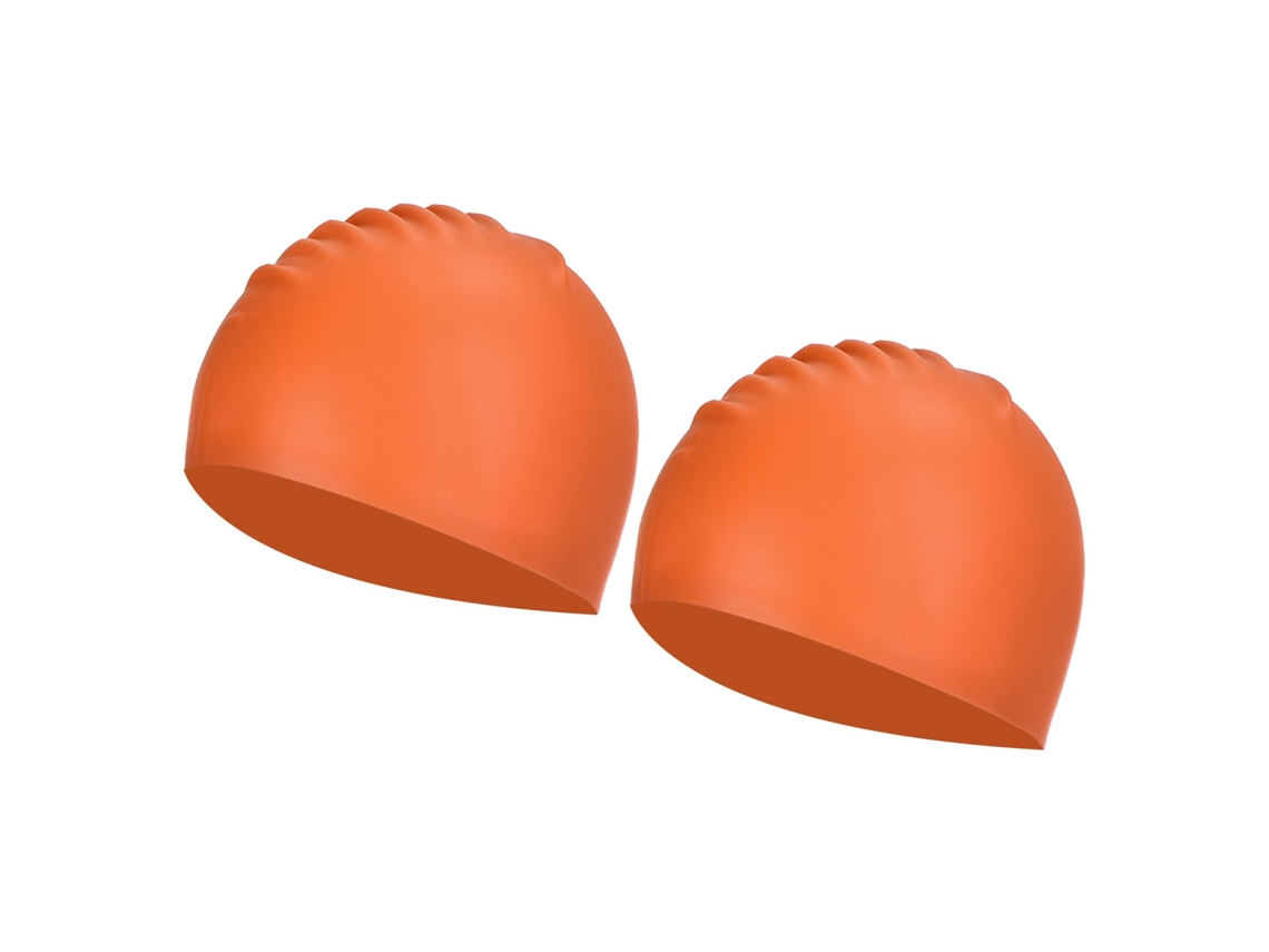Gorro de natación de silicona, impermeable y antideslizante, apto para adultos y hombres, ideal para entrenamiento de natación. Color naranja - Talla grande
