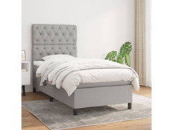 Cama Box Spring Con Colchón Tela Gris Claro 80x200 Cm