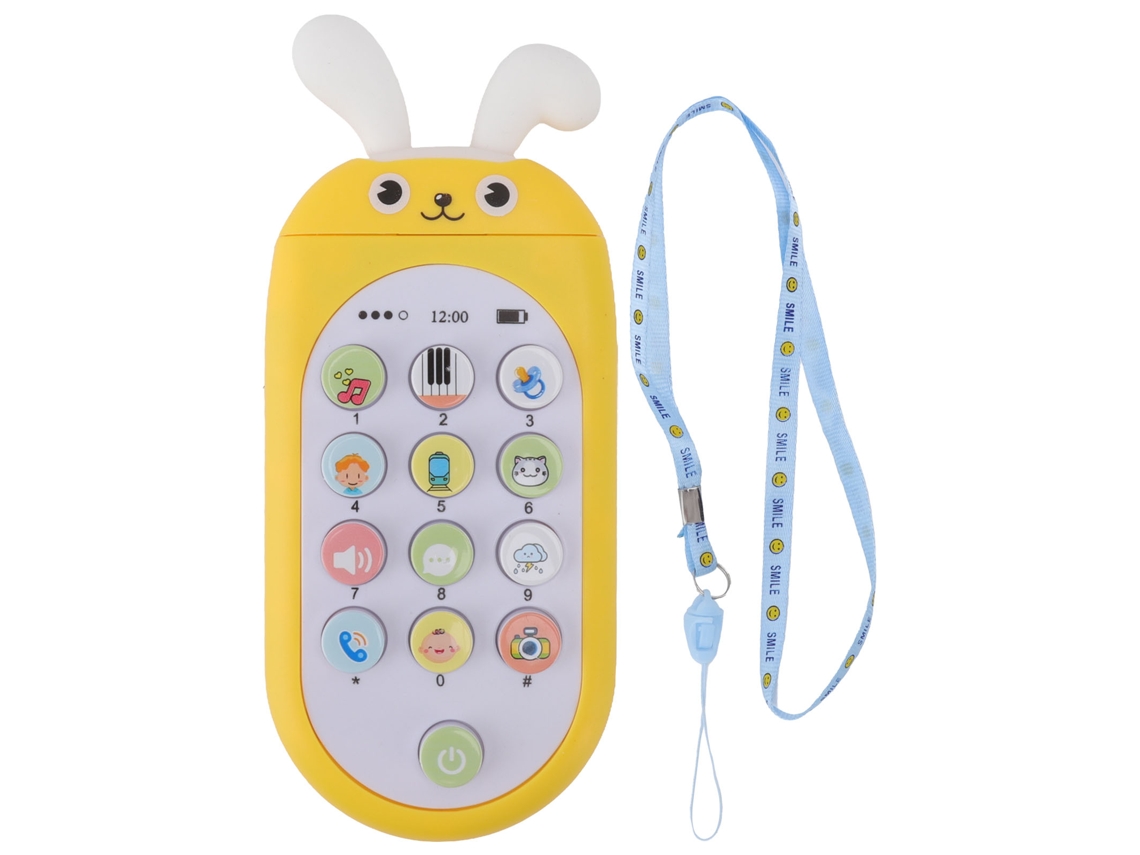 Rebe-juguete Teléfono Móvil Infantil Cartoons Educativo Musical Multifuncional Con Cordón Amarillo Para Bebé