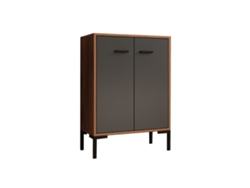 Aparador pequeño Lander L15 en color nogal, ámbar y gris, 84 cm, Beautiful Furniture