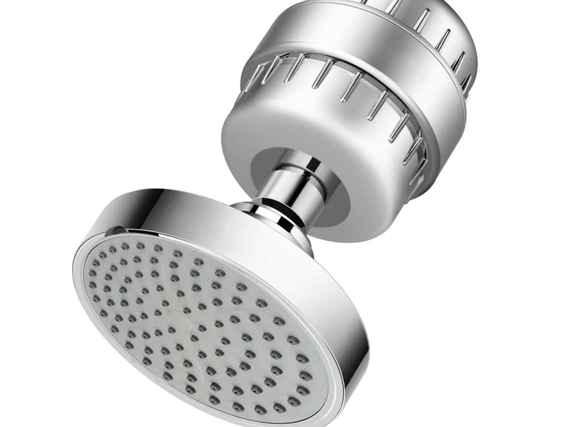 Cabezal de ducha con filtro de 15 etapas para agua dura que elimina eficazmente impurezas y metales pesados (plata).