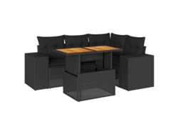 Juego de 5 sofás de jardín con cojines de mimbre, color negro, EXCLUSIVA MAISON (N/D)