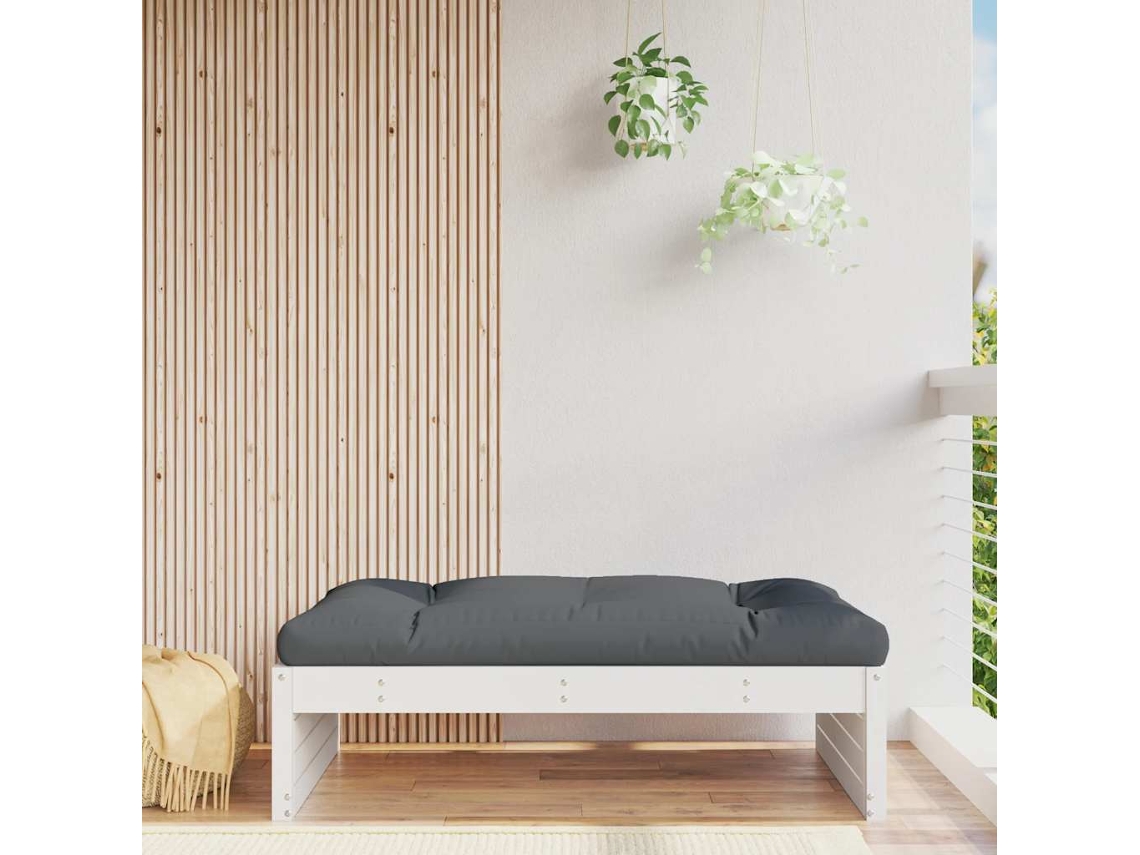 Reposapiés de jardín 120x80 cm Pino macizo blanco Wsd10090 Lovely Home