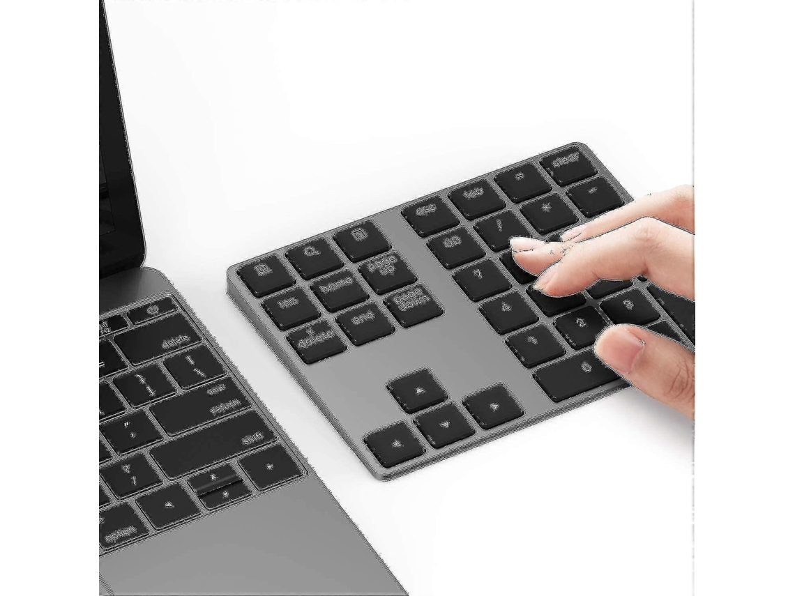 Teclado numérico externo Bluetooth delgado de aluminio recargable con 34 teclas para entrada de datos Everley891
