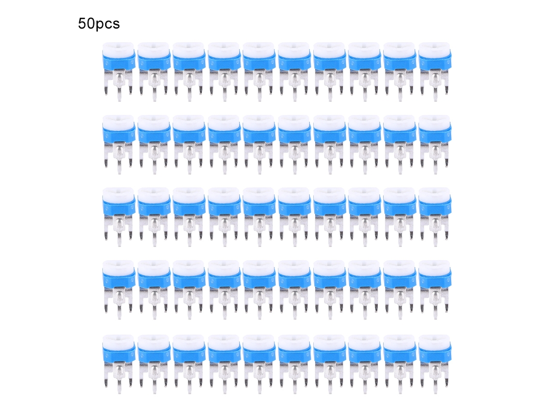 50 Potenciómetros Horizontales De Alta Precisión, Azules Y Blancos, 100-2000 Kω