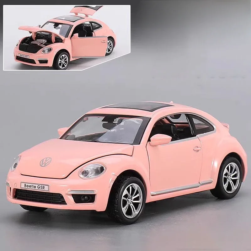 (beetle Rosa) Escala 1:32, Con Efectos De Sonido Y Luz, Modelo De Aleación Fundida A Presión