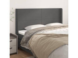 Cabecero Con Orejas Cuero Sintético Gris 183x16x118/128 Cm