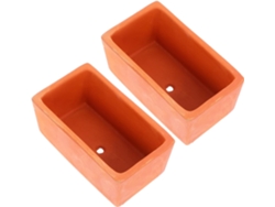 Macetas Rectangulares De Terracota Inoomp, 2 Unidades, Con Orificio De Drenaje, 12,5 X 7 X 5,3 Cm, Para Suculentas Y