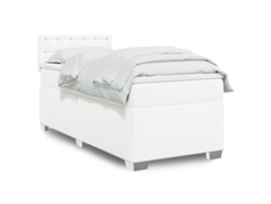 Cama Box Spring Con Colchón Cuero Sintético Blanco 90x190 Cm