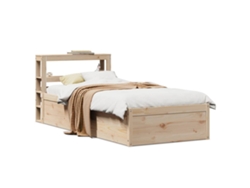 Estructura De Cama Con Cabecero Madera Maciza Pino 90x190 Cm