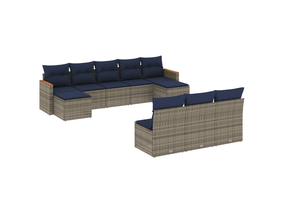 Maison Exclusive - Conjunto De Sofá De Jardín De 10 Piezas Con Cojines, Poliratán Gris