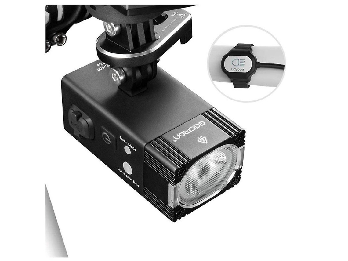 Luz Frontal De Bicicleta Inteligente De 500/800 Lúmenes Con Interruptor Remoto Con Cable Usb Recargable Yizhood (negra)