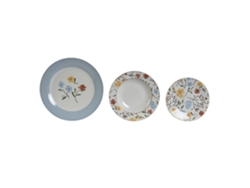 Set 18 Vajilla Porcelana Floral Azul 27x27x3cm