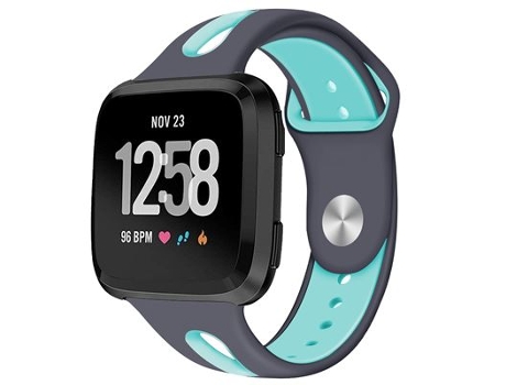 Correa Deportiva de Silicona Bicolor para Fitbit Versa / Versa 2 / Lite CO-PHÉNIX ALCA08 Código Gris Oscuro y Verde S