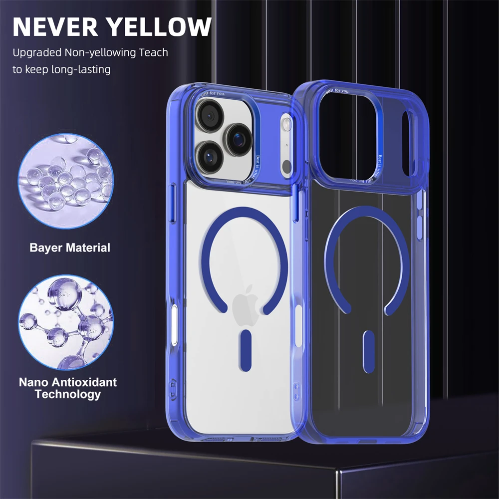 (iphone 13, Azul Oscuro) Funda Magnética Para Iphone, Compatible Con Carga Inalámbrica Magsafe.