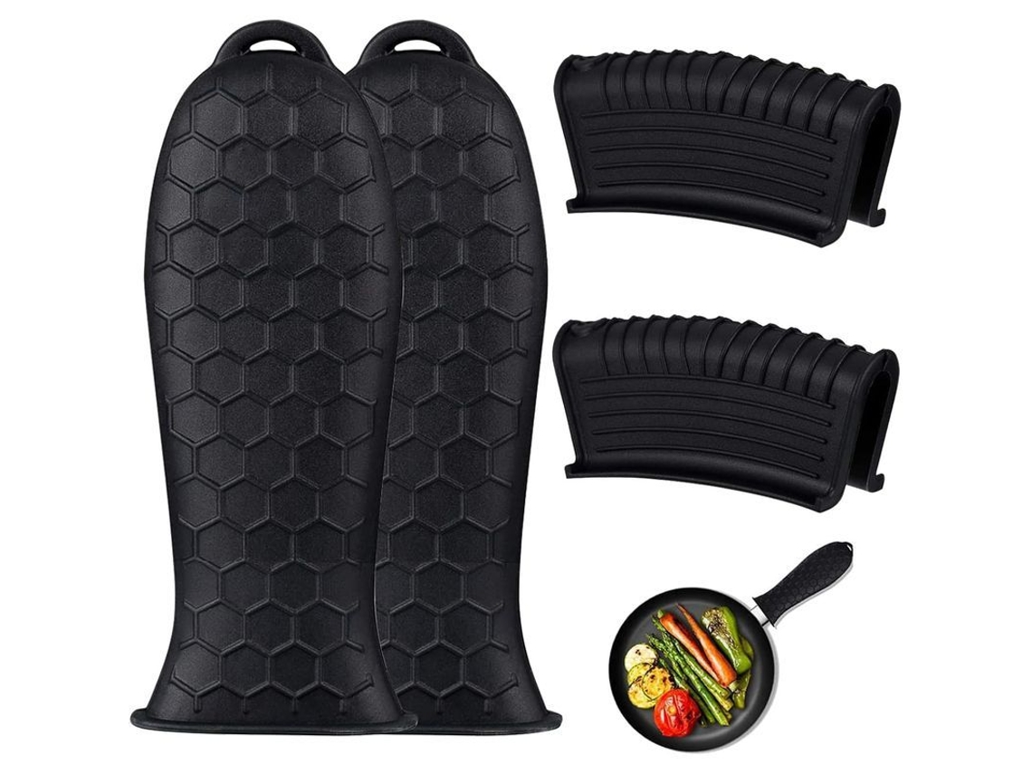 4 Fundas Aislantes De Silicona Para Asas De Olla Y Sartén Resistente Al Calor Anti-deslizante Para Cocina