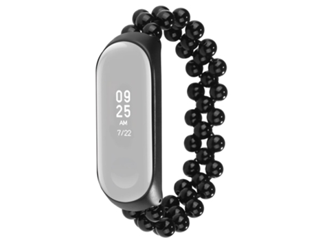Correa de cuentas trenzadas cuentas de jade para Xiaomi Mi Band 3/4 - negro